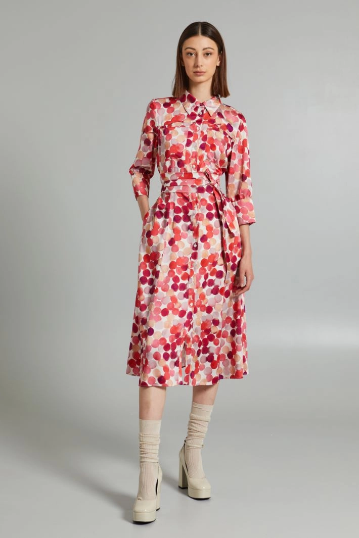 All-over printed dress - FUCHSIA WHITE
