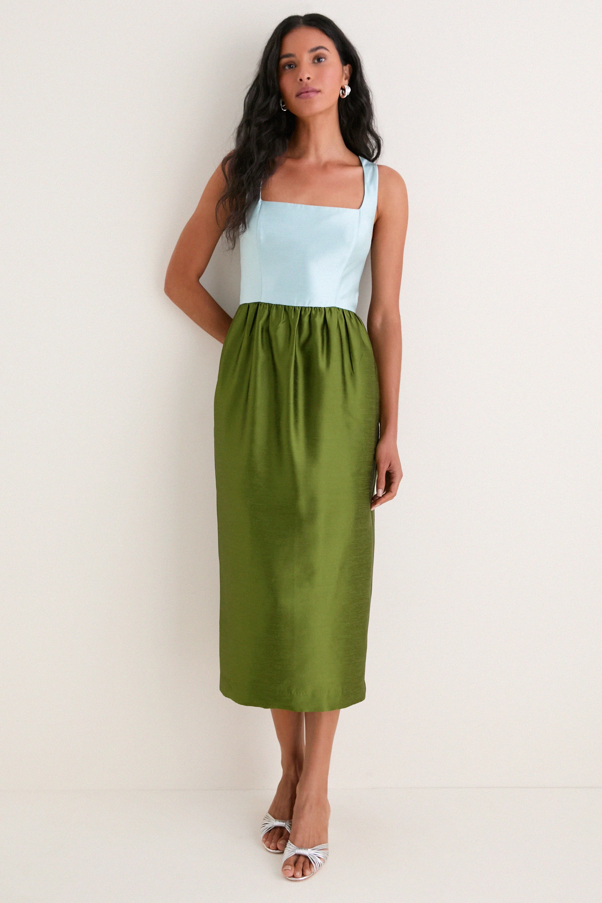 Colorblock Dupioni Brigitte Dress