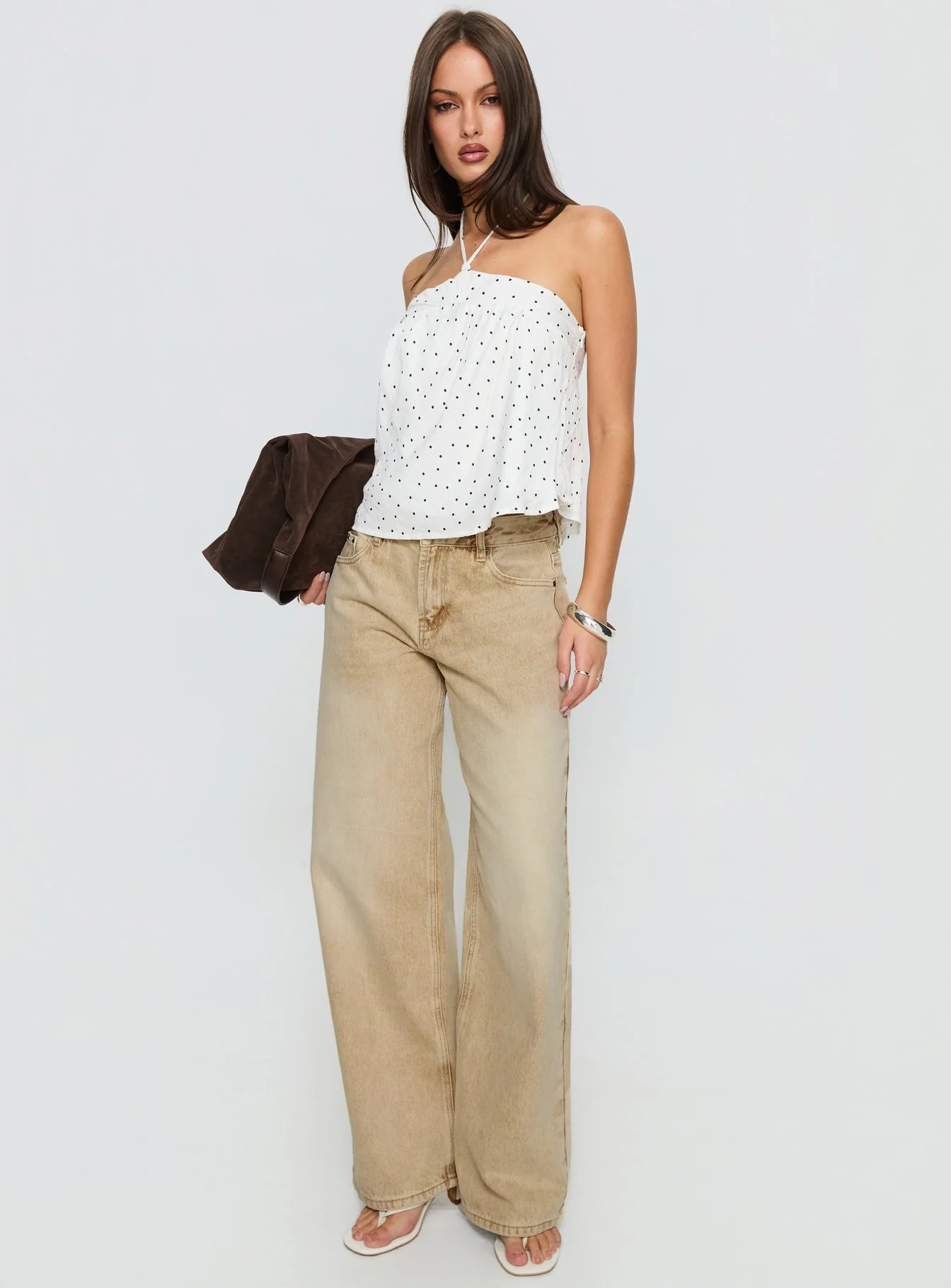 Moonlit Top White Polka