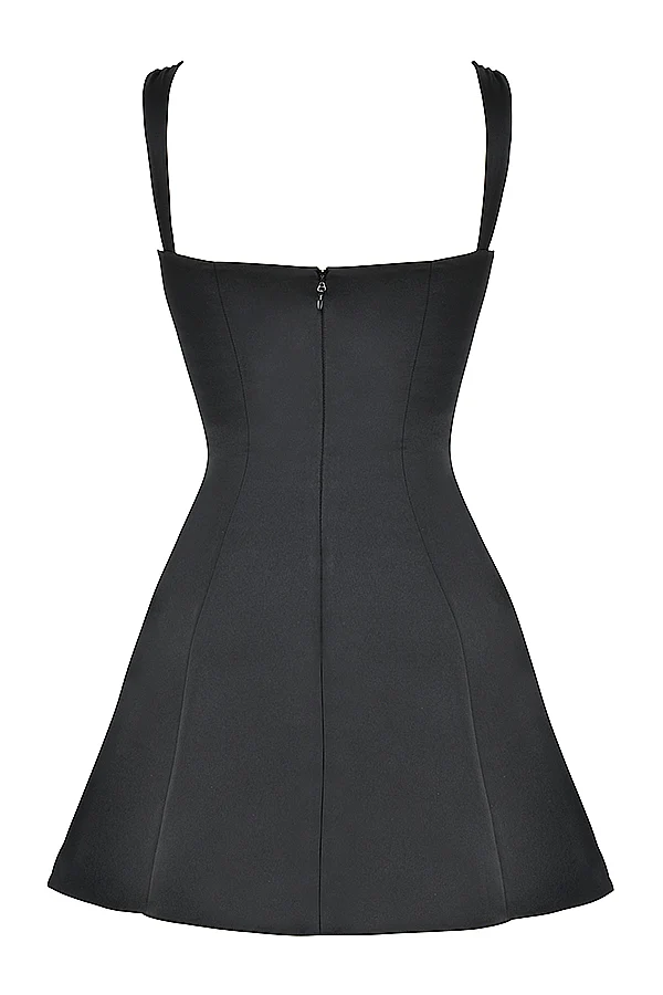 black satin and lace mini dress