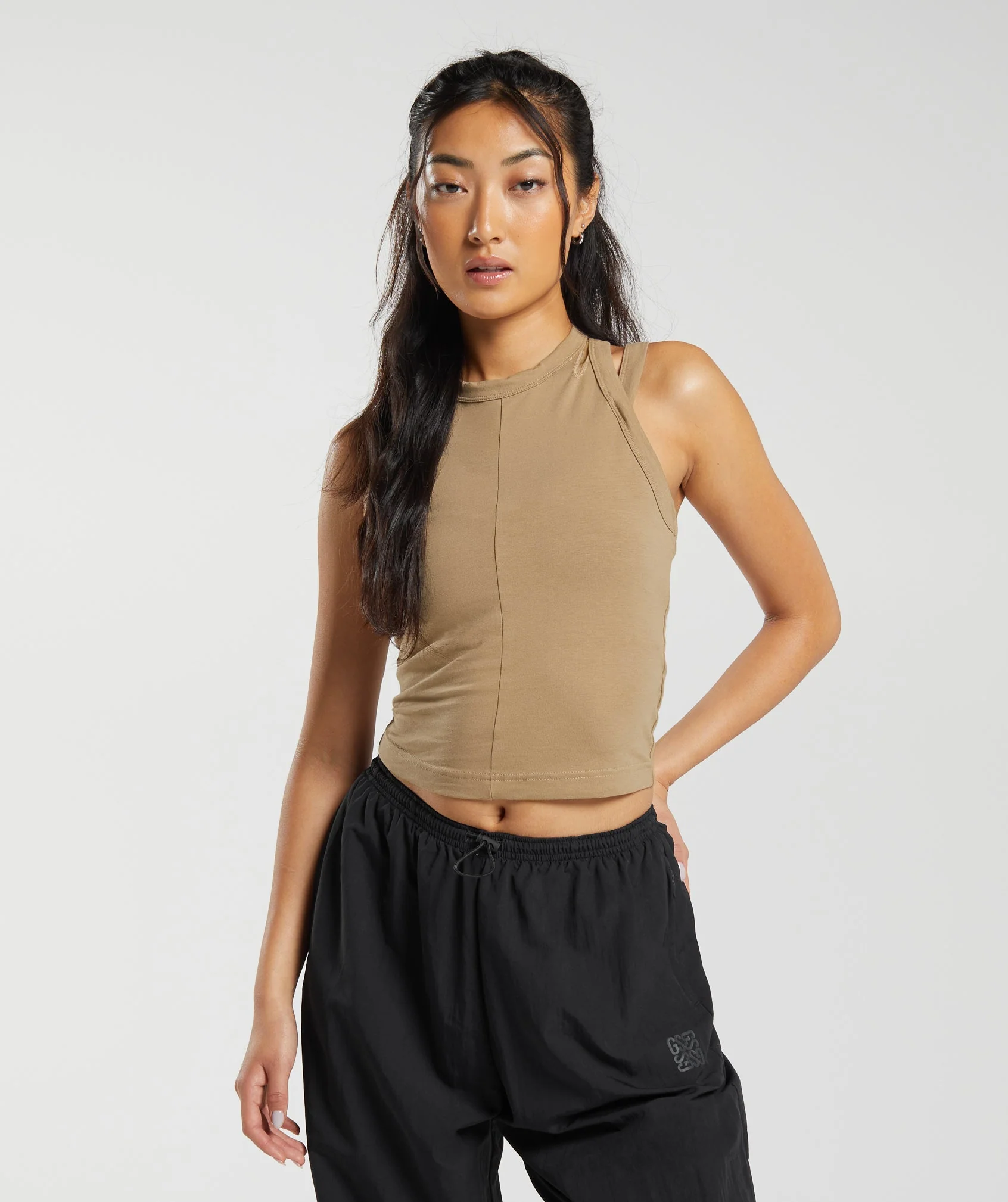 Cotton Strappy Midi Tank Deep Fawn Brown