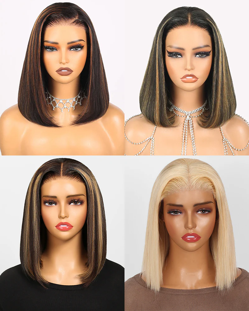 Ophirawig $89 Final Deal Price 13x4/6x5 Lace Auburn Highlights On Black/Balayage Highights/Blonde Straight Bob Wig
