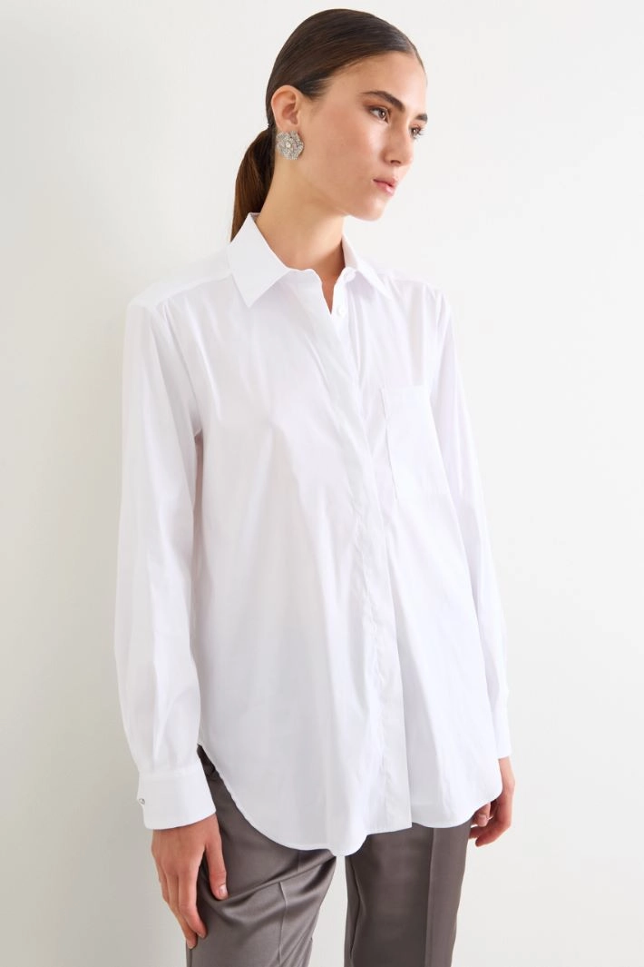 Loose poplin shirt - WHITE
