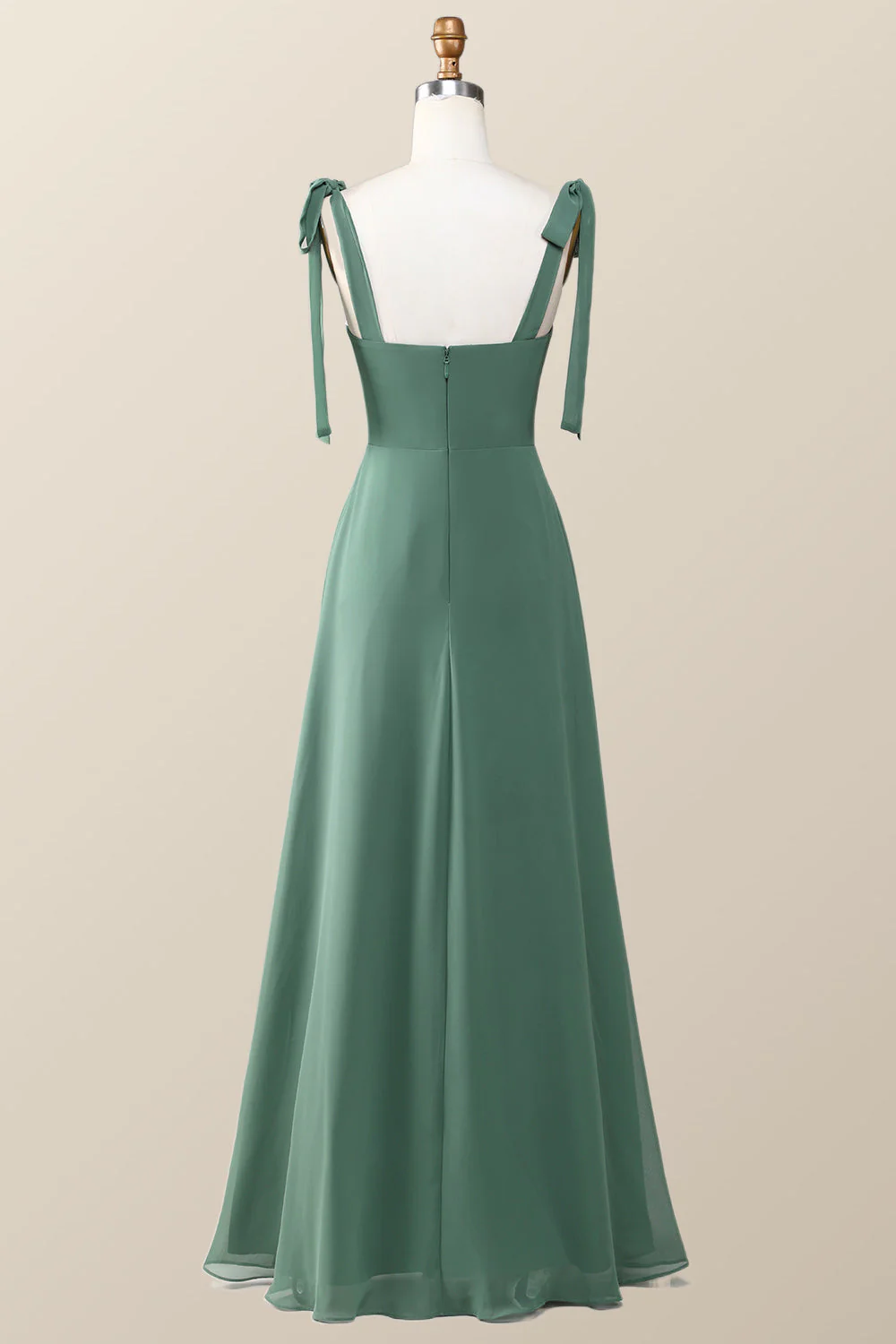 Eucalyptus Square Neck Long Bridesmaid Dress
