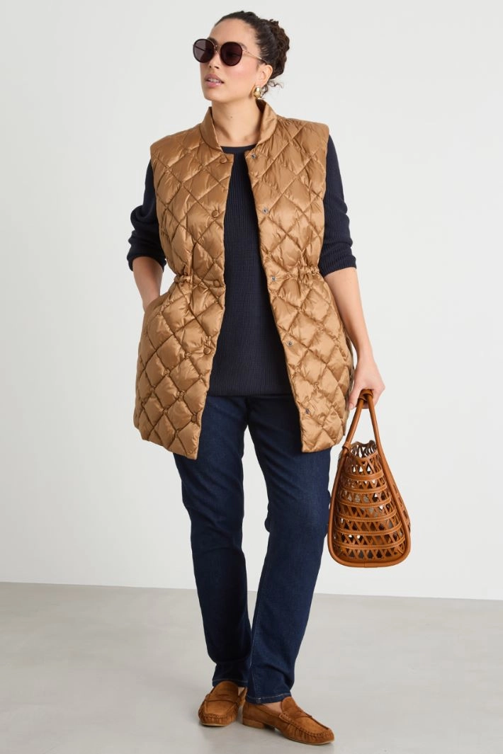 Quilted gilet - CAMEL