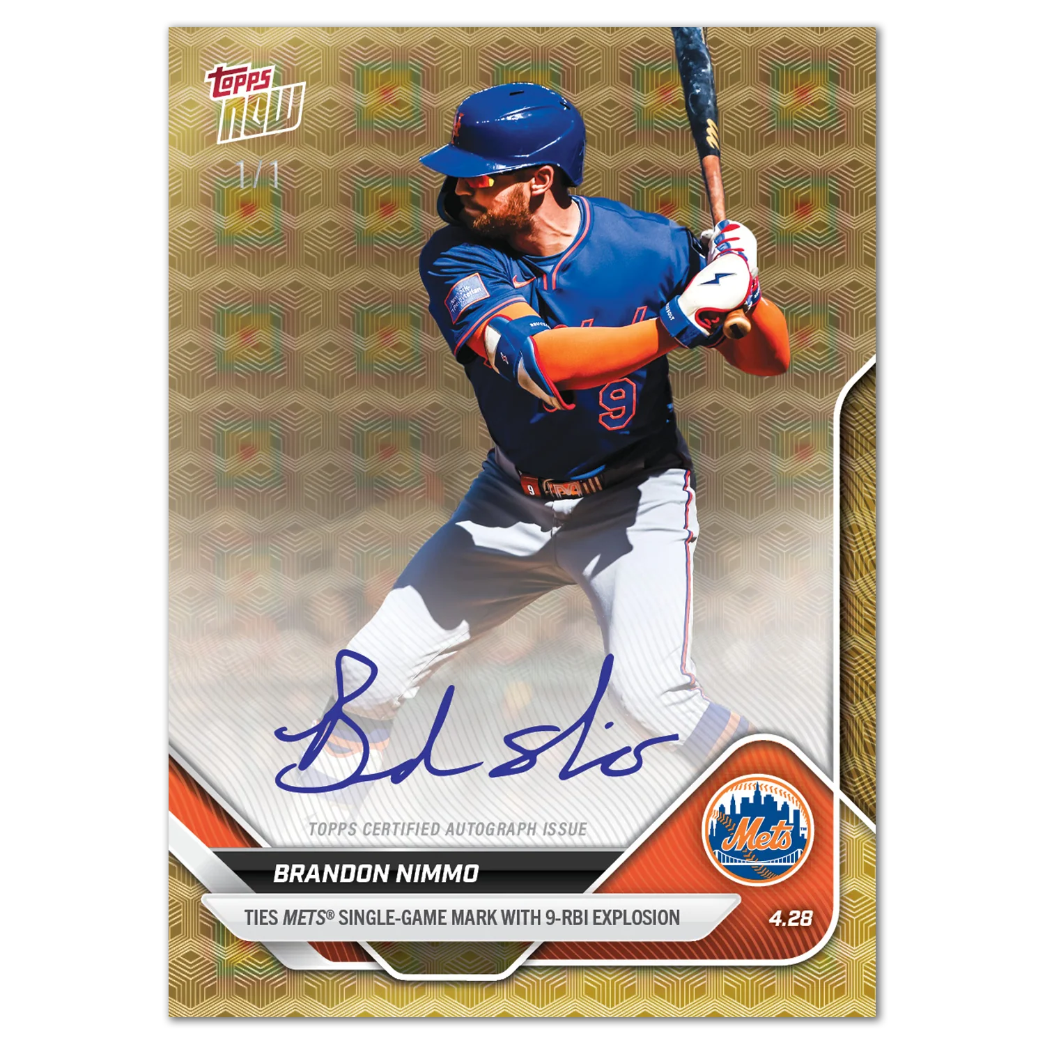 Brandon Nimmo - 2025 MLB Topps NOW® - Card 117 - LOOK FOR AUTOS