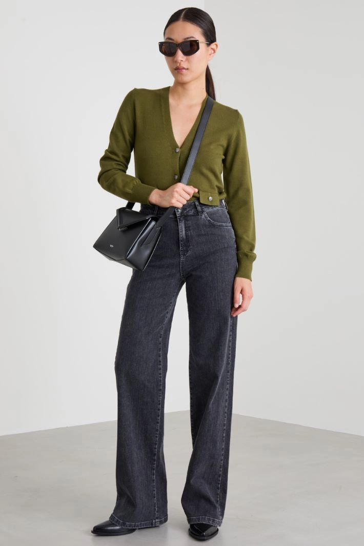 Cardigan with jewel buttons - KHAKI GREEN