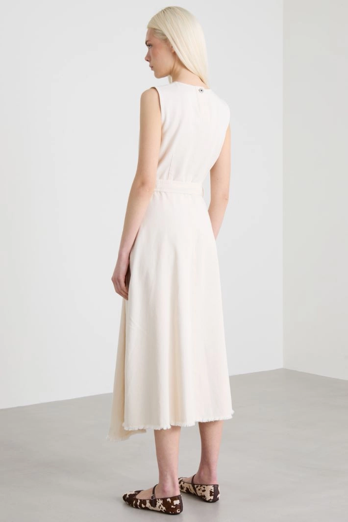 Cotton bull denim dress - CREAM