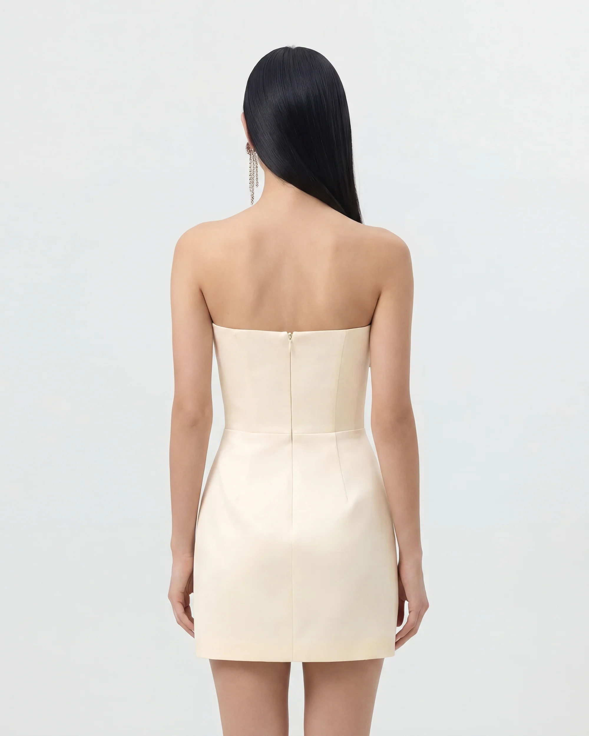 Slipper Orchid Appliqué Mini Dress - Ivory/Blue
