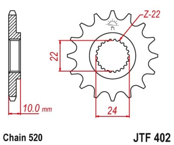 JT. 16 standard steel teeth not 520 type 402Ref: Jtc00568A / 1096589001