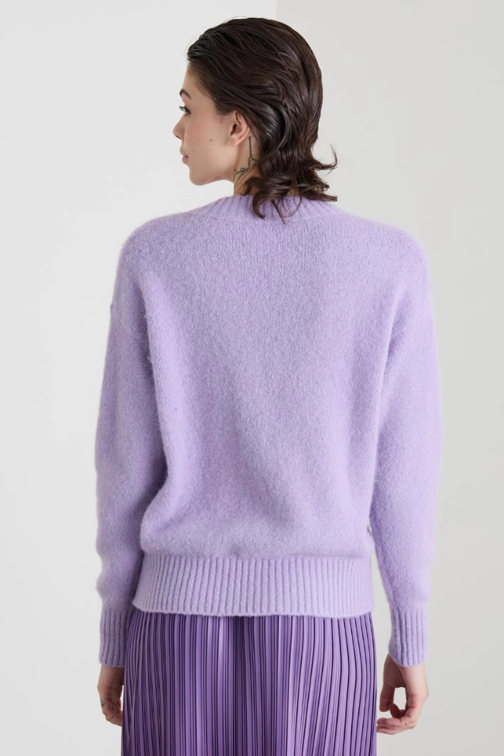 Alpaca and cotton V-neck sweater - LILAC