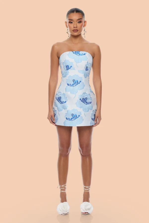 Fiora Strapless Jacquard Mini Dress