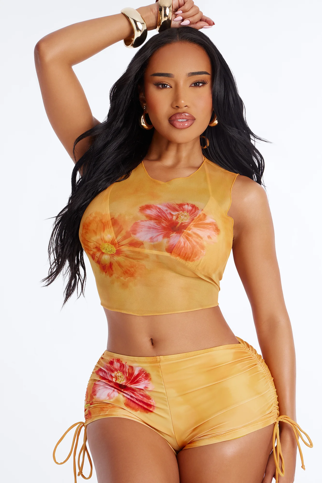 Island Vibe Bikini And Coverup Top - Mustard