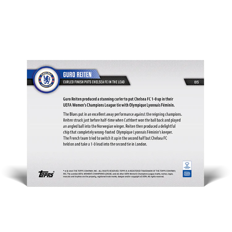 Topps UK - Curled finish puts Chelsea FC in the lead - UWCL TOPPS NOW® Card #15