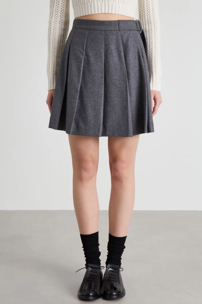 Flannel pleated skirt - GREY