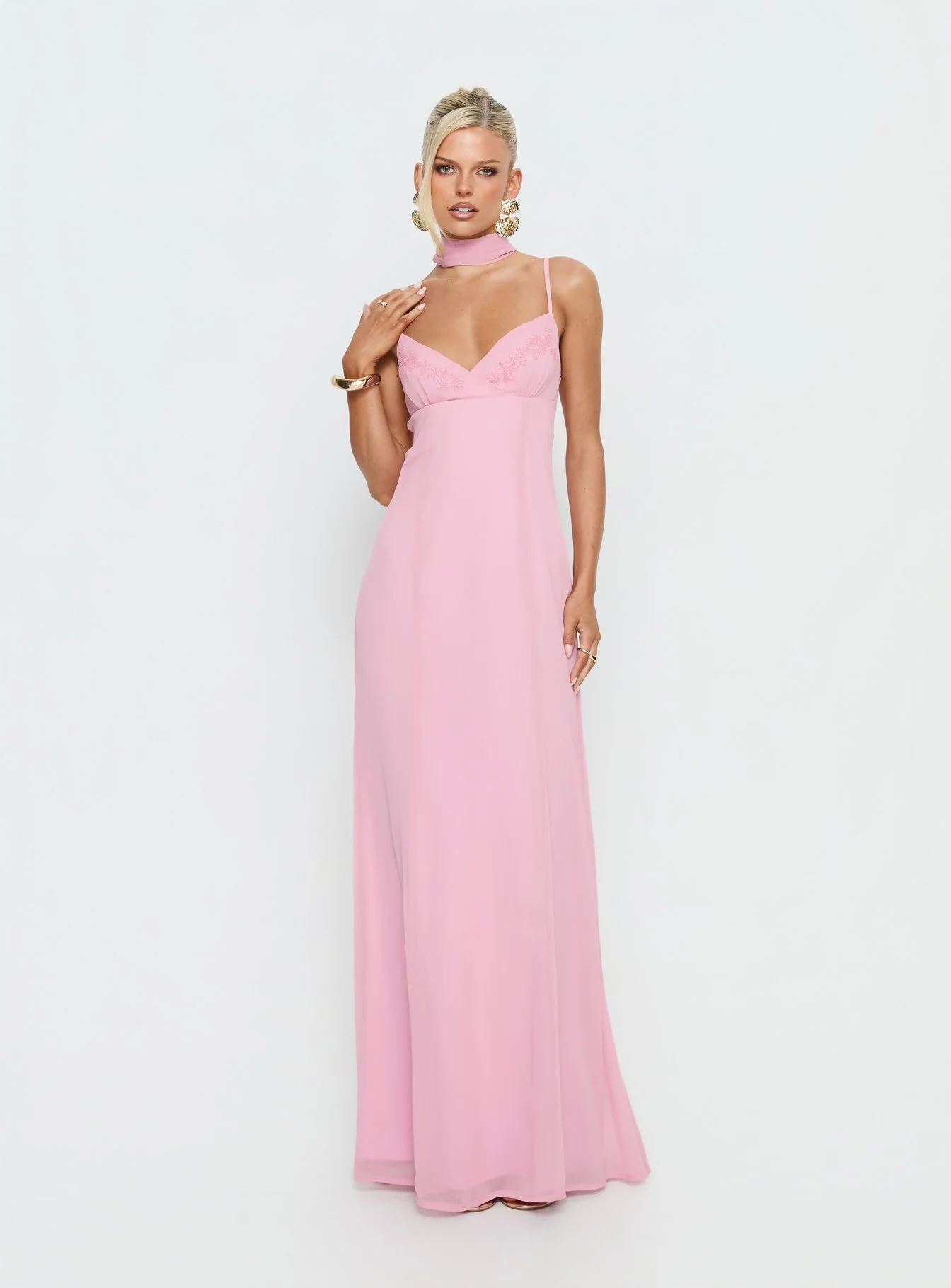 Jadira Scarf Maxi Dress Light Pink