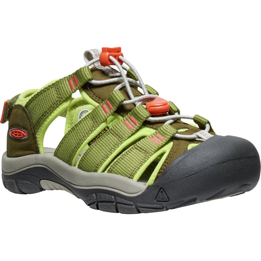 KEEN Newport Boundless Sandals Youth - Dark Olive/Scarlet Ibis