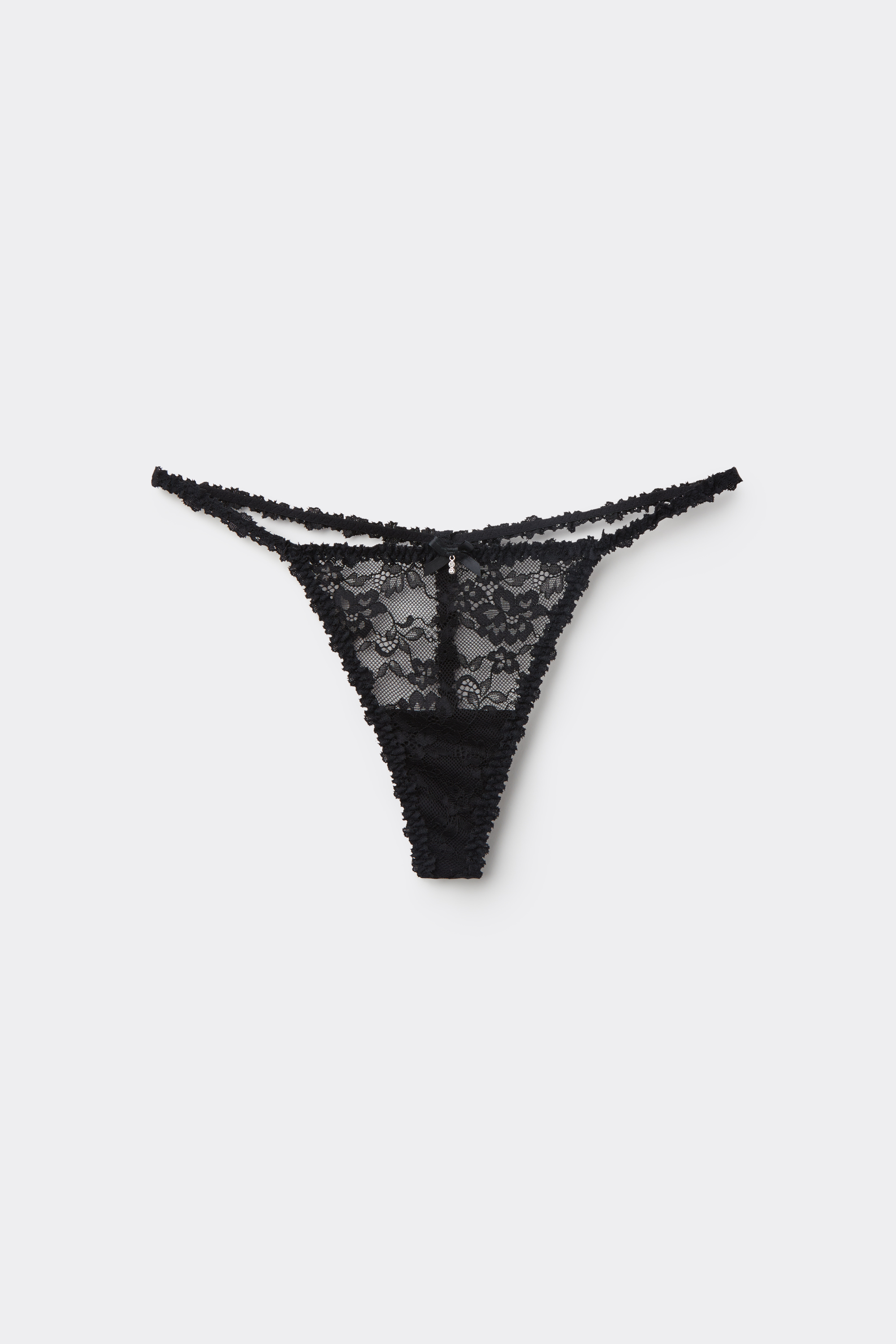 Lace Tanga Panel G-String with Charm
