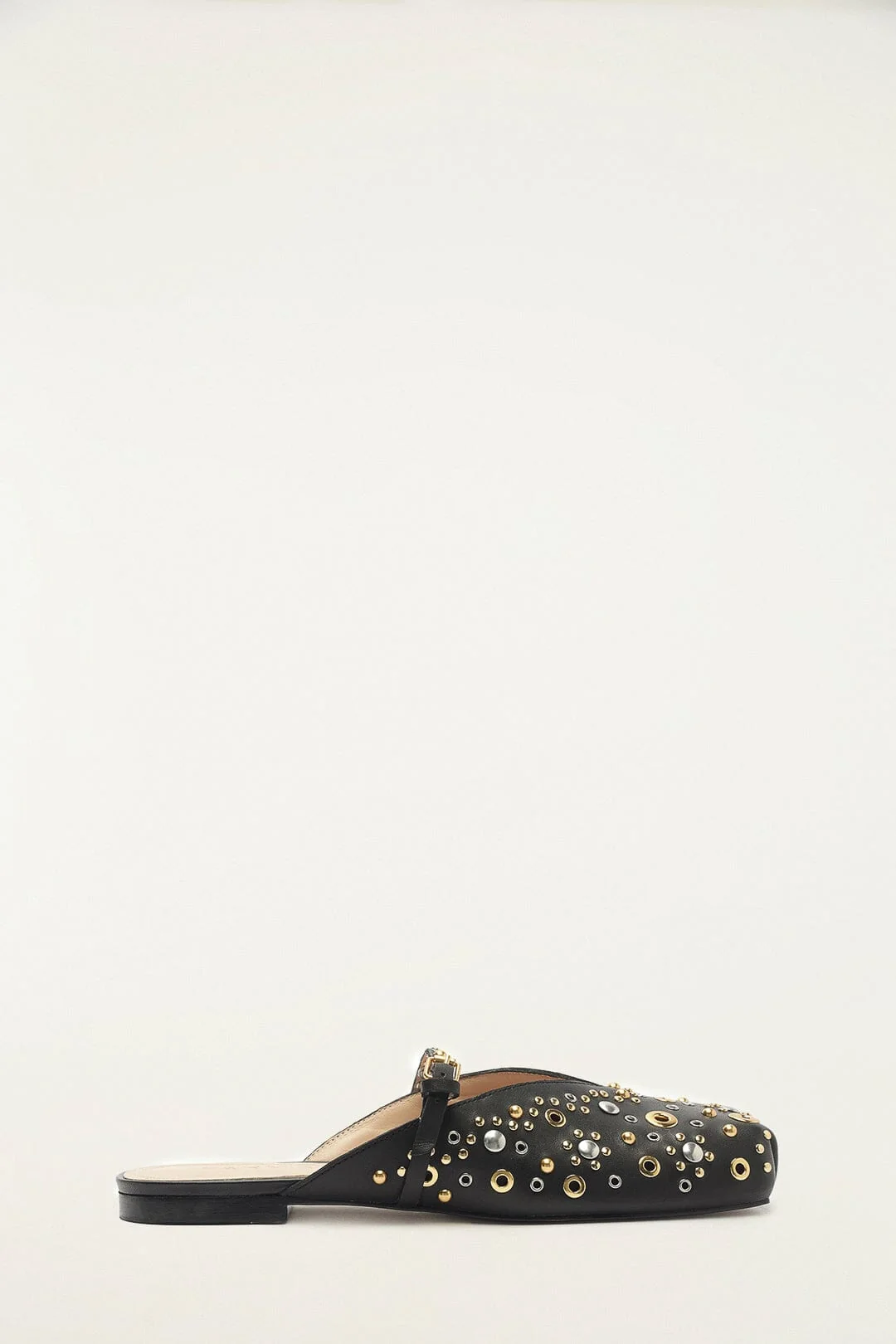 Black Studded Square Toe Ballerina