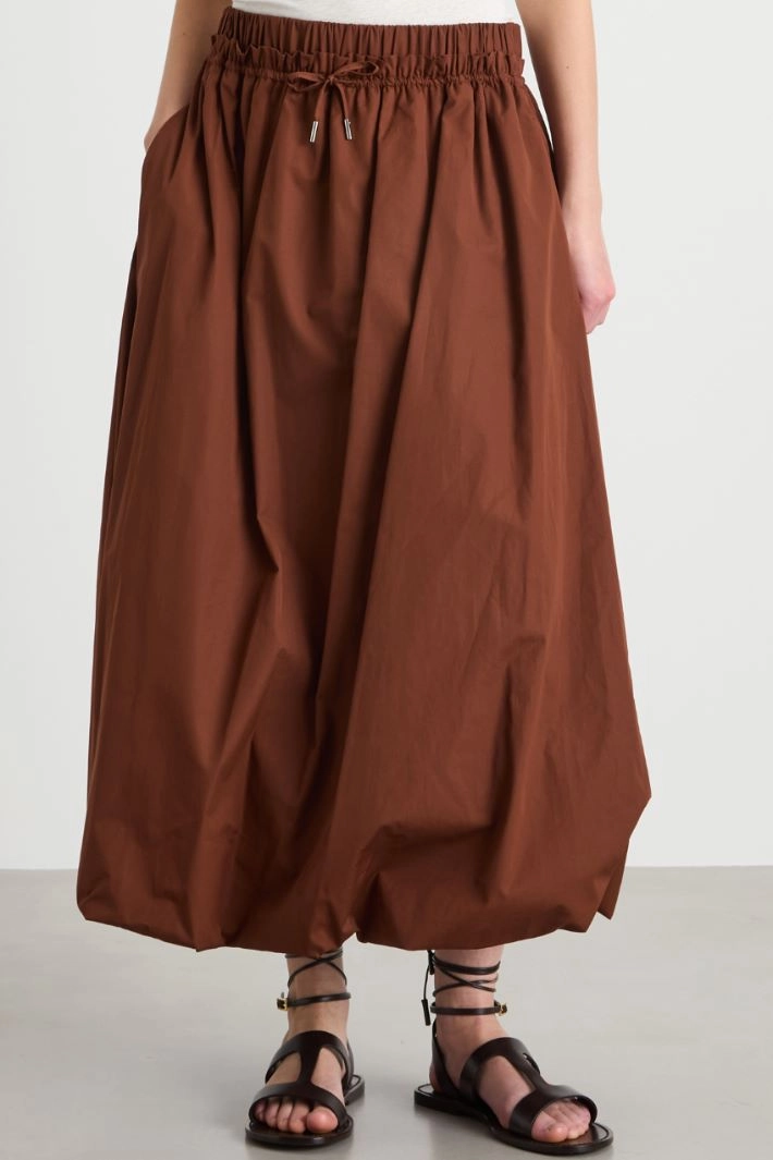 A-line skirt with elasticated waist - BROWN