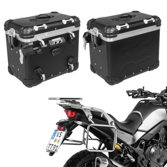 Touratech suitcase Complete kit ZEGA Evo 45/45 - Gray support included - Black anodizedRef: Trt01055A / 01-401-6822-0