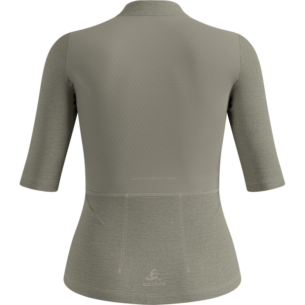 Odlo Zeroweight Merino Full-Zip Cycling Jersey Women - vetiver