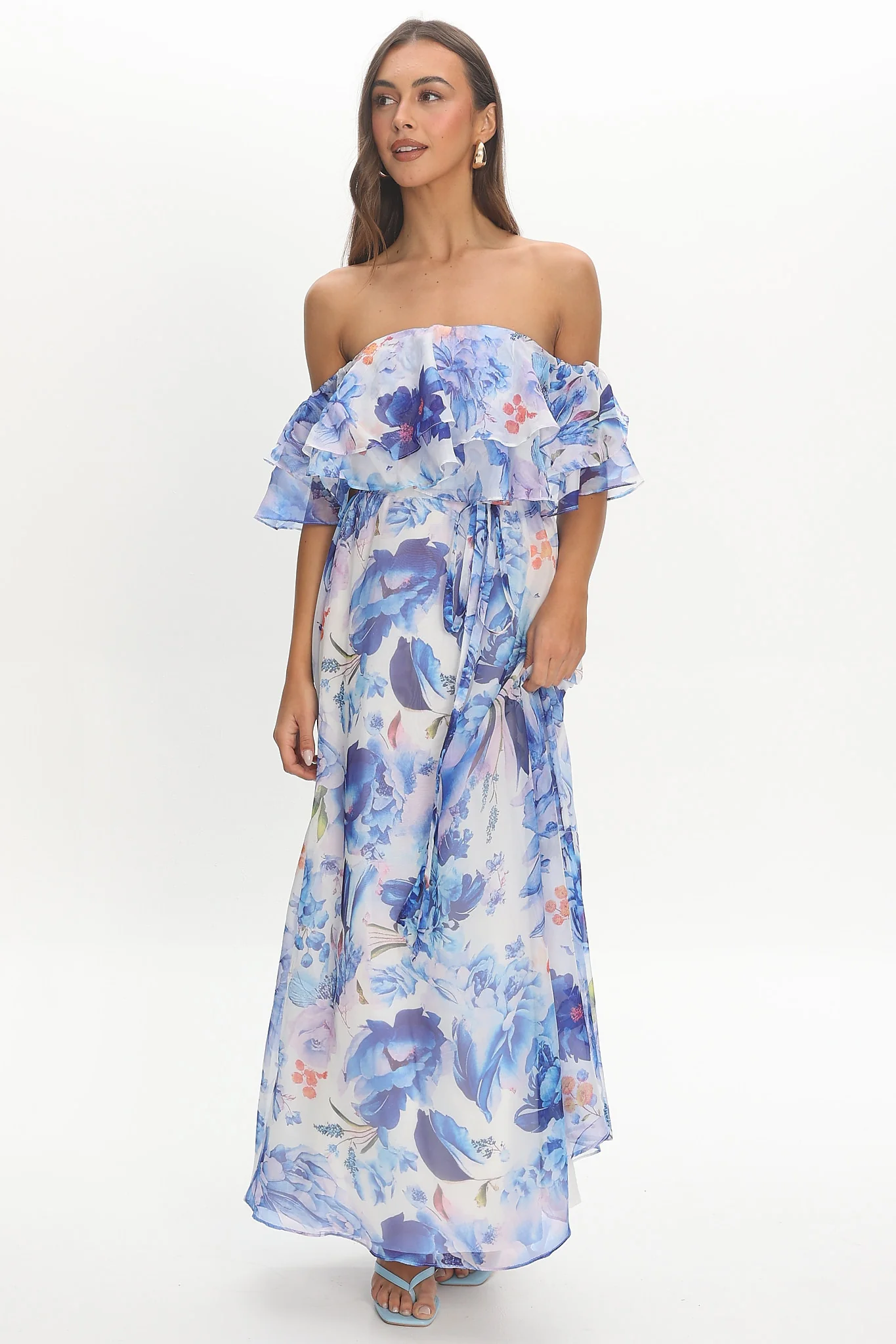Nanjing Ruffle Maxi Dress Blue