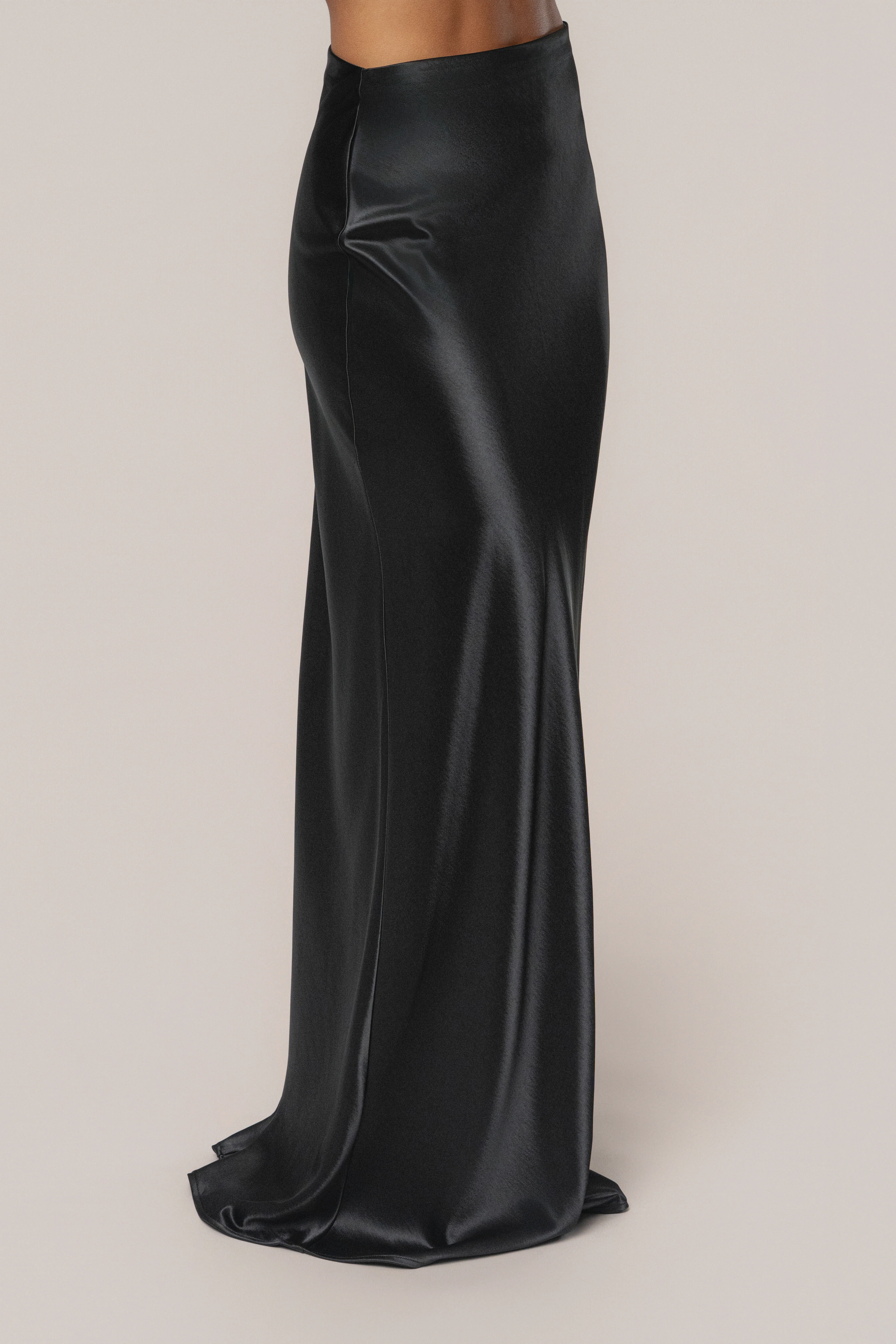 Black Tradition Satin Maxi Skirt