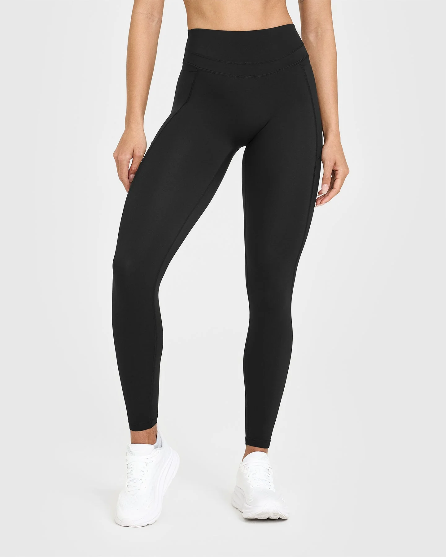 UnifiedMove™ High Waisted Pocket Leggings White Logo | Black
