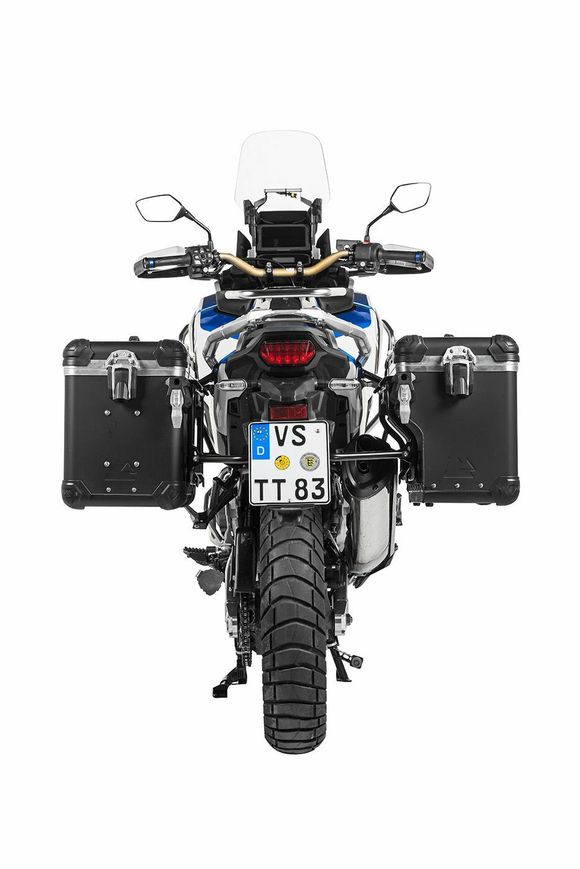 Touratech ZEGA Evo X suitcase With 38/38 offset - Black support included - Gray anodizedRef: Trt01816A / 01-403-7066-0