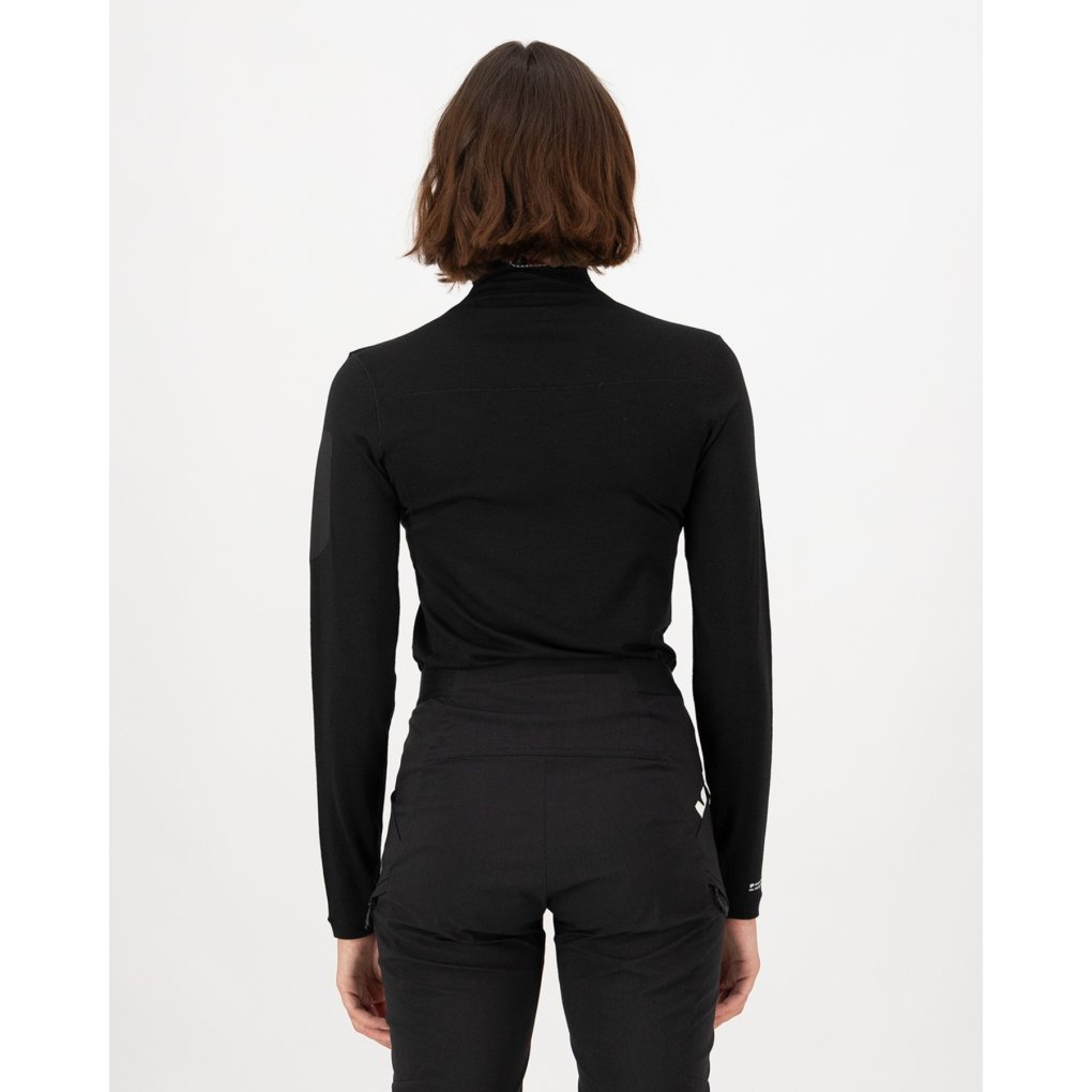 Mons Royale Diversion Merino Mock Neck Long Sleeve Women - black