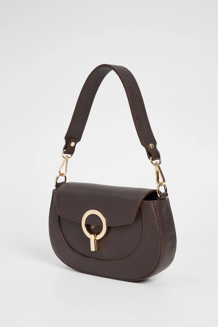 Leather shoulder bag - BROWN