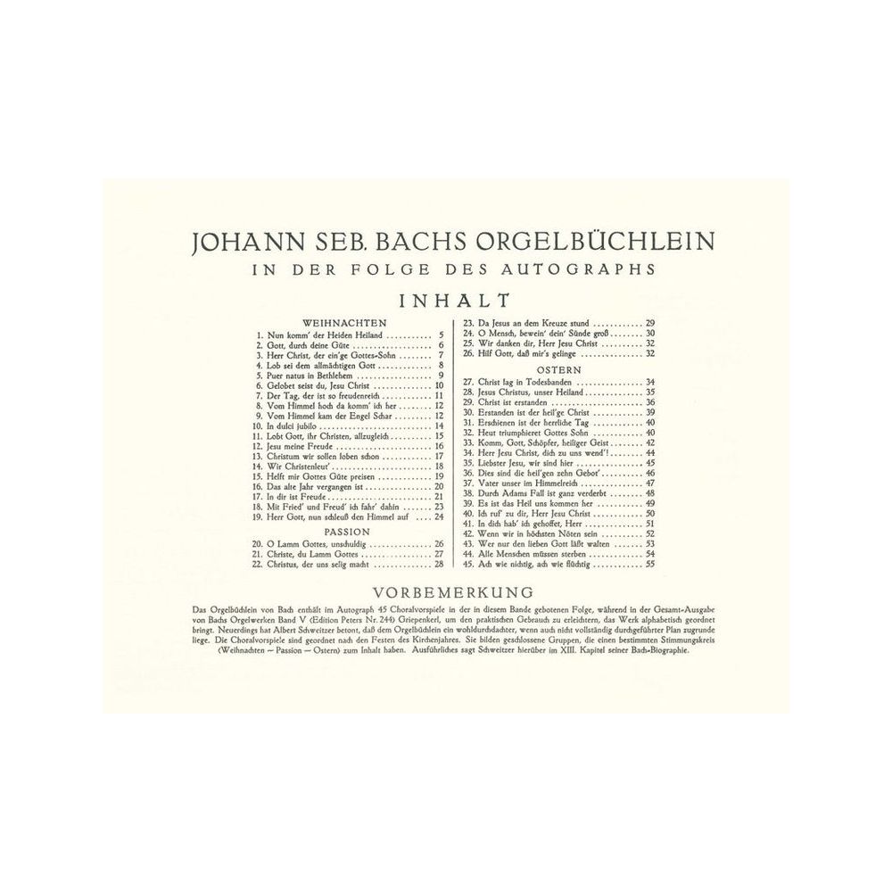 Edition Peters Bach Orgelbüchlein – Thomann Ireland