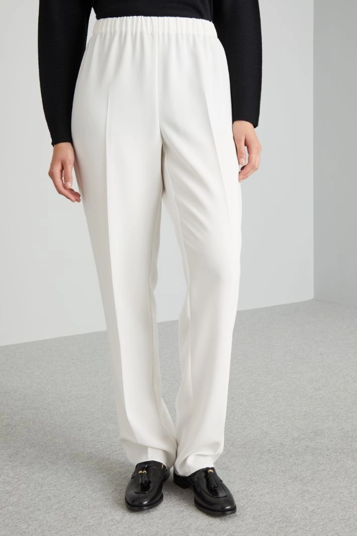 Straight trousers with elastic - WHITE