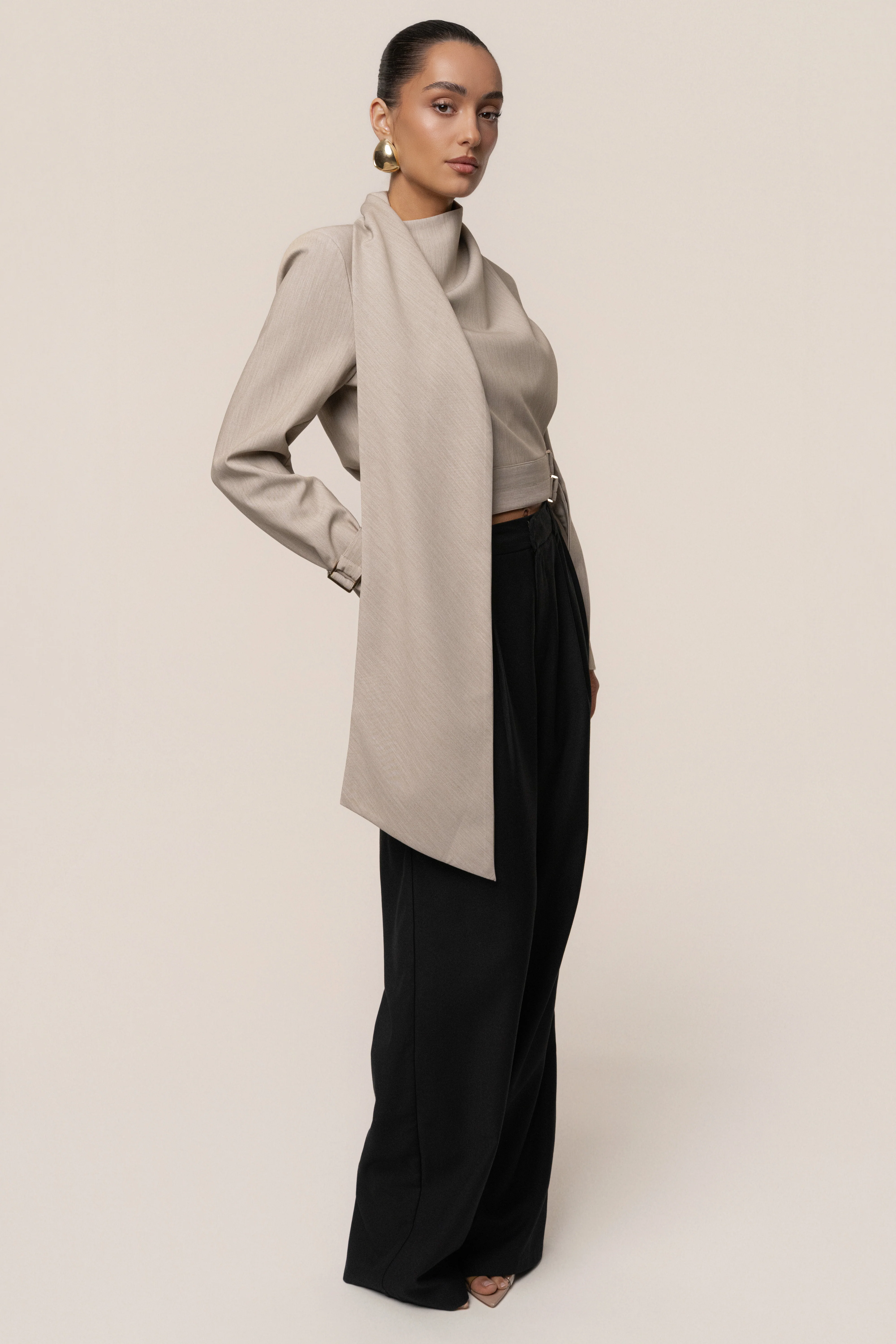 Stone Aligned Scarf Top