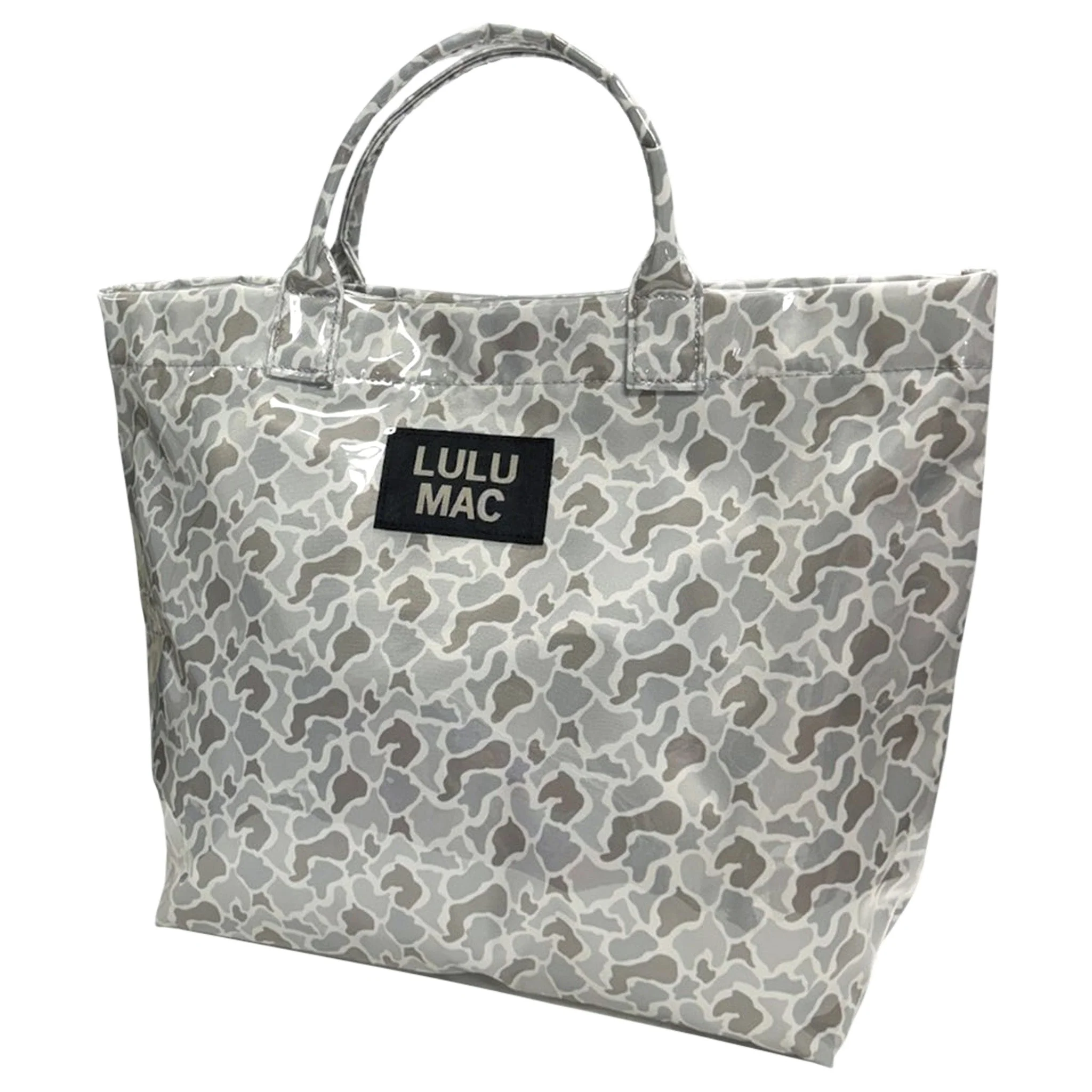 Lulu Mac Plastic Coated Tote Bag in White Camo
