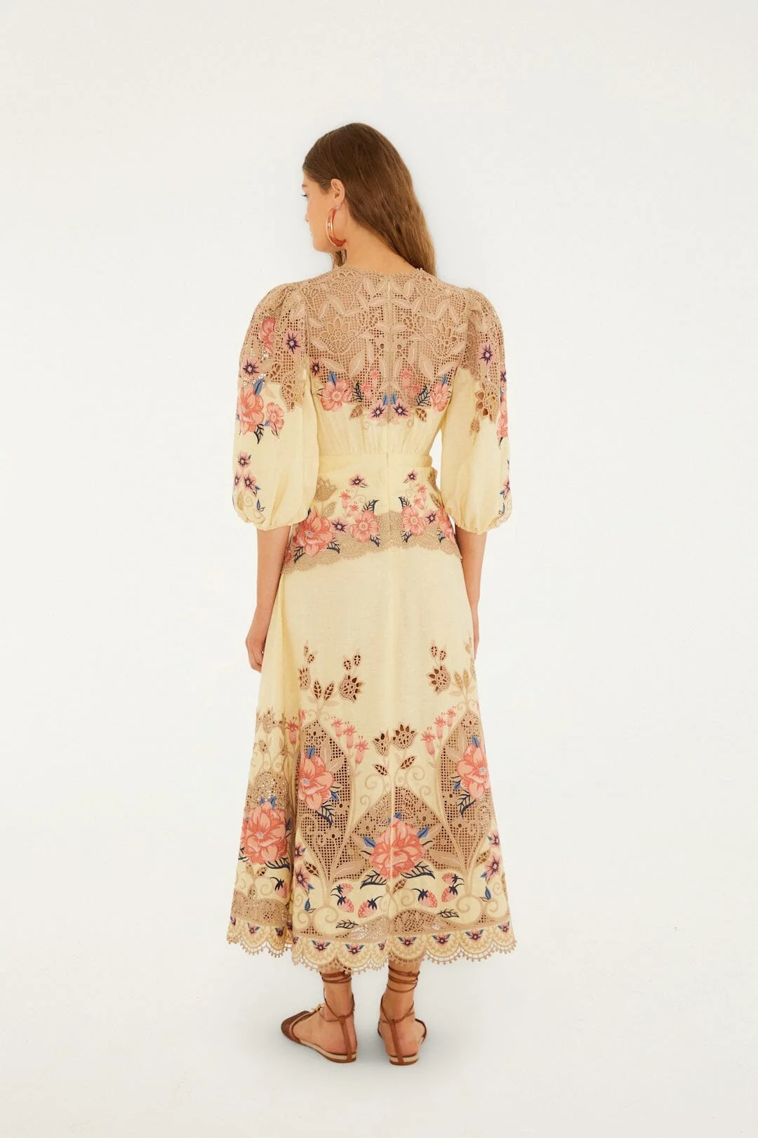 Butter Yellow Embroidered Midi Dress
