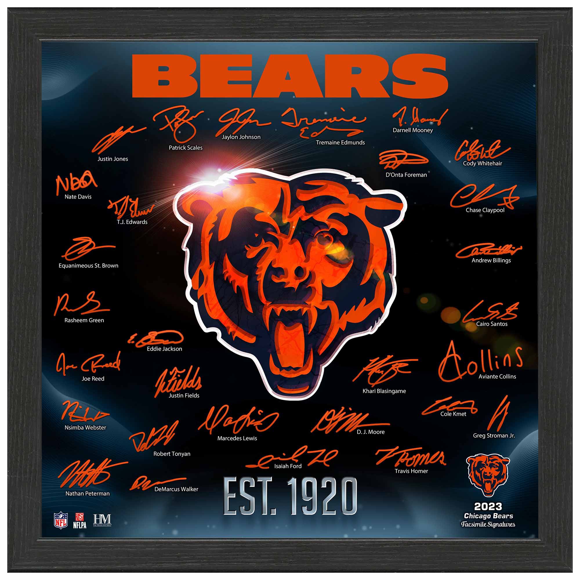 Chicago Bears 2023/24 Signature Team Logo Framed NFL Photo