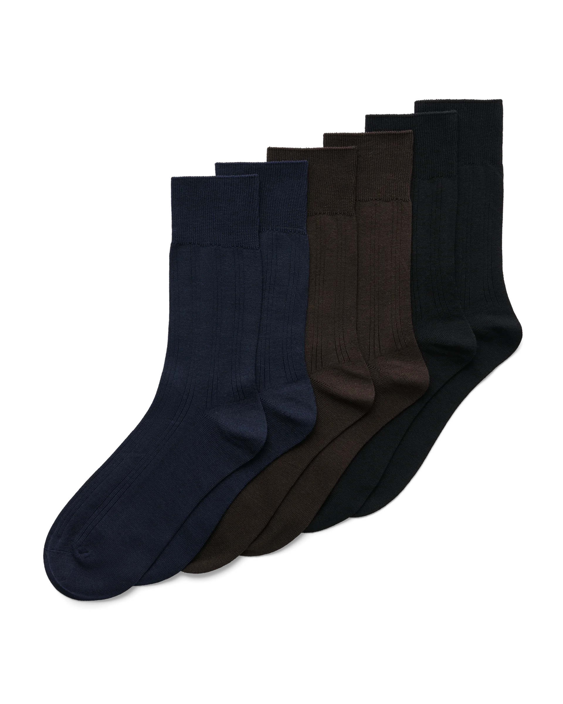 ECCO Classic Ribbed Mid-Cut Herren Gerippte Socken Schwarz