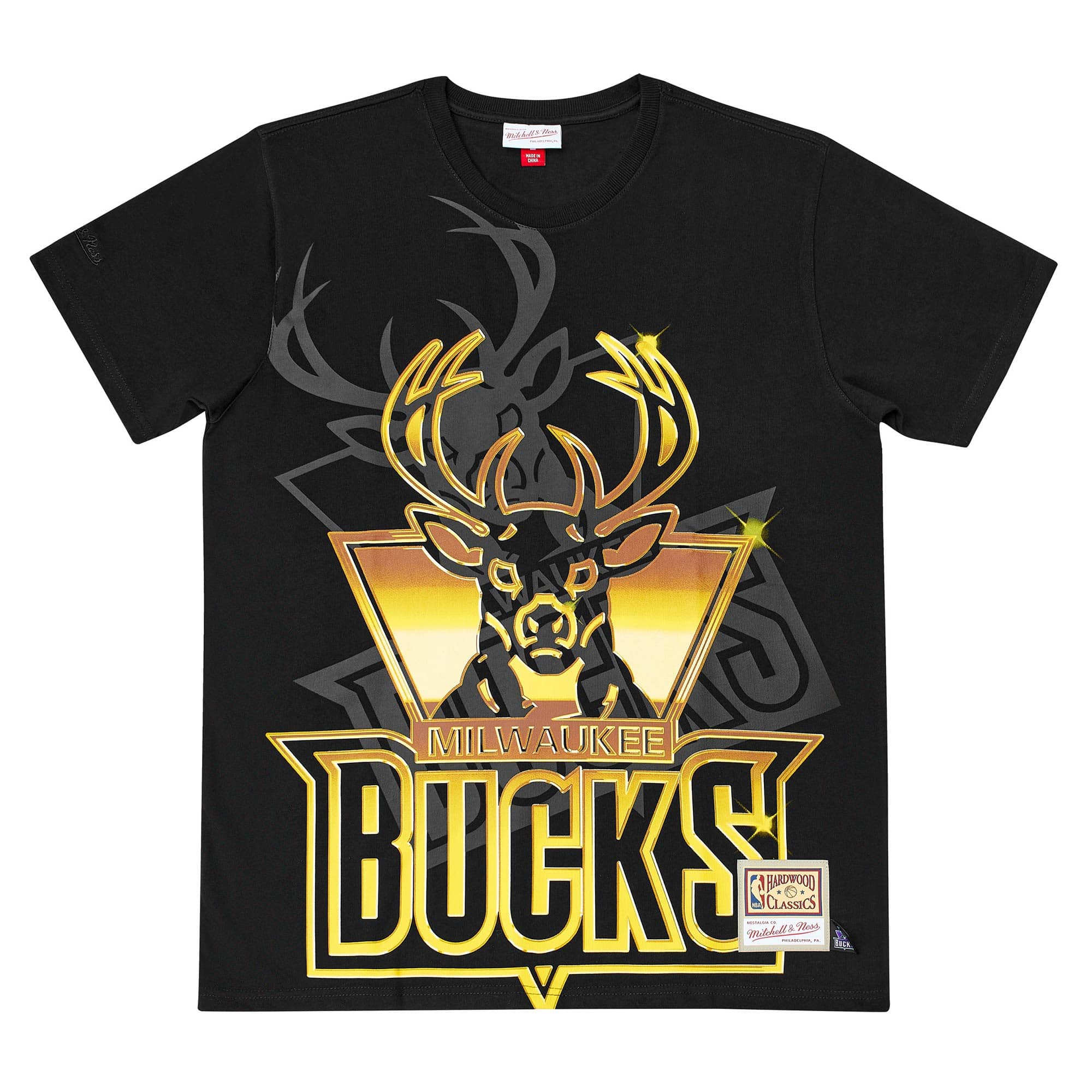 Milwaukee Bucks Big Face 4.0 Heavyweight Mitchell & Ness NBA T-Shirt Black