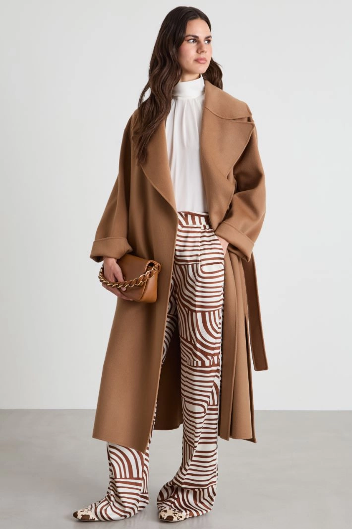 Double wool robe coat - CAMEL