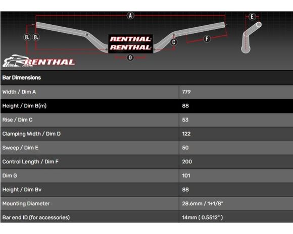 Renthal Fatbar 831 Street Universal HandlebarRef: Rt00415A / 1127049001