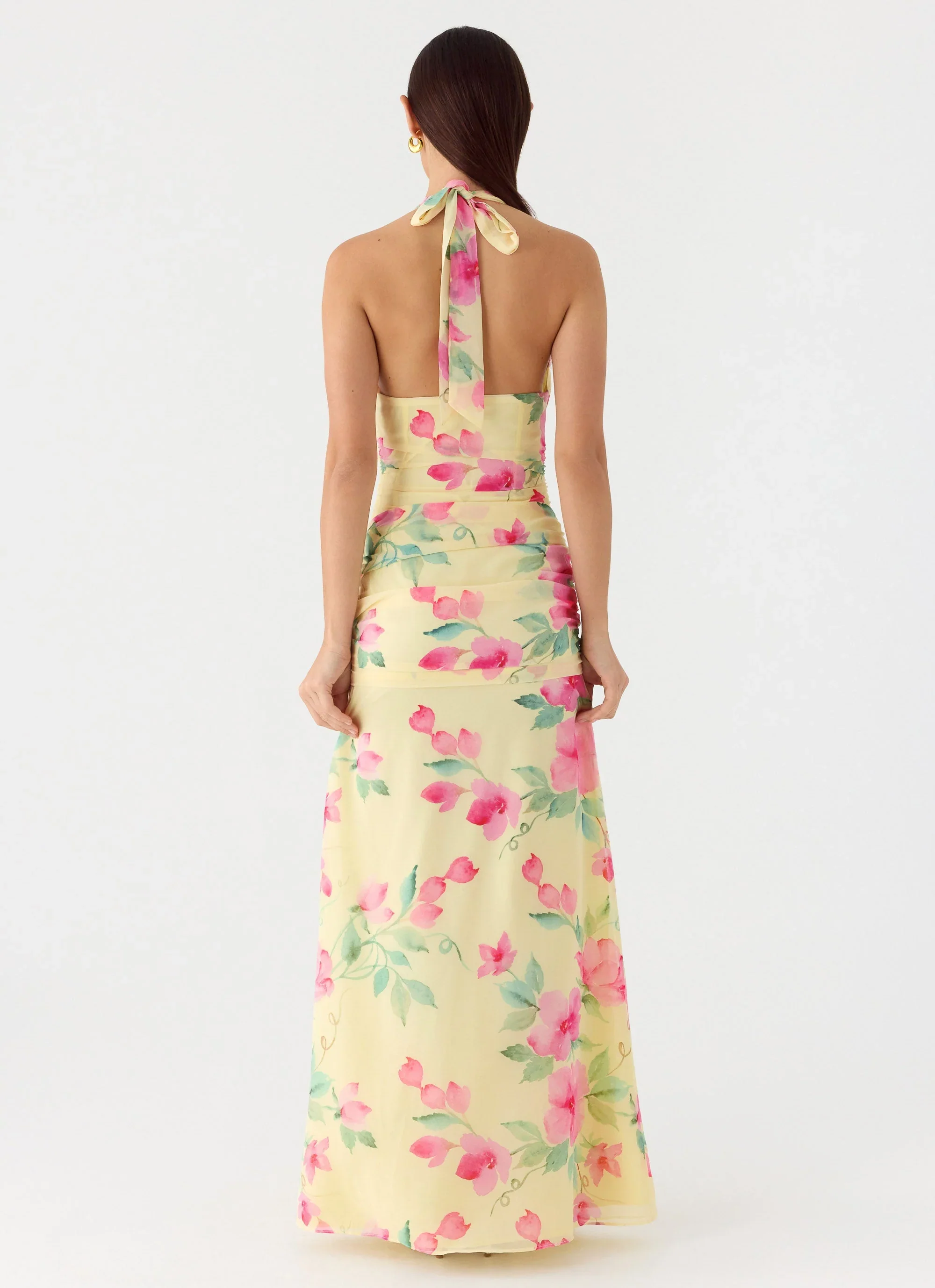 Colada Halter Maxi Dress - Lemon Soleil