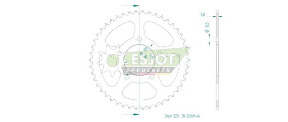 Couronne Esjot 46 dentsMASH 400 SIDE FORCE 400 (XY500B-A) - 2021 - 2024Ref : ESJO00070A / 12113053