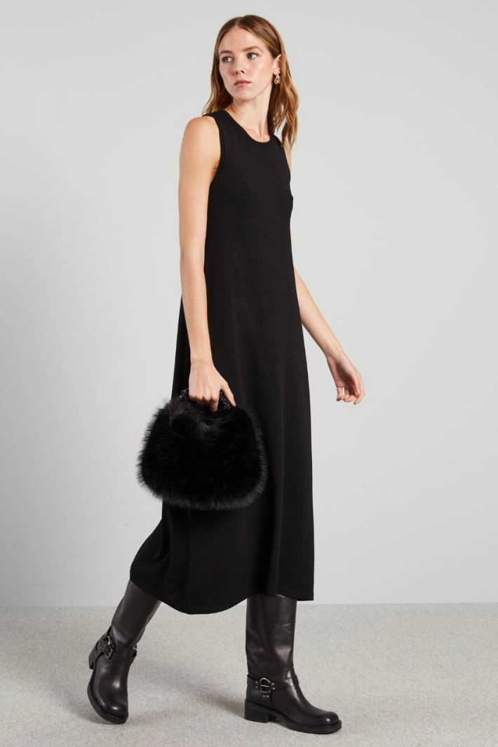 A-line knitted dress - BLACK