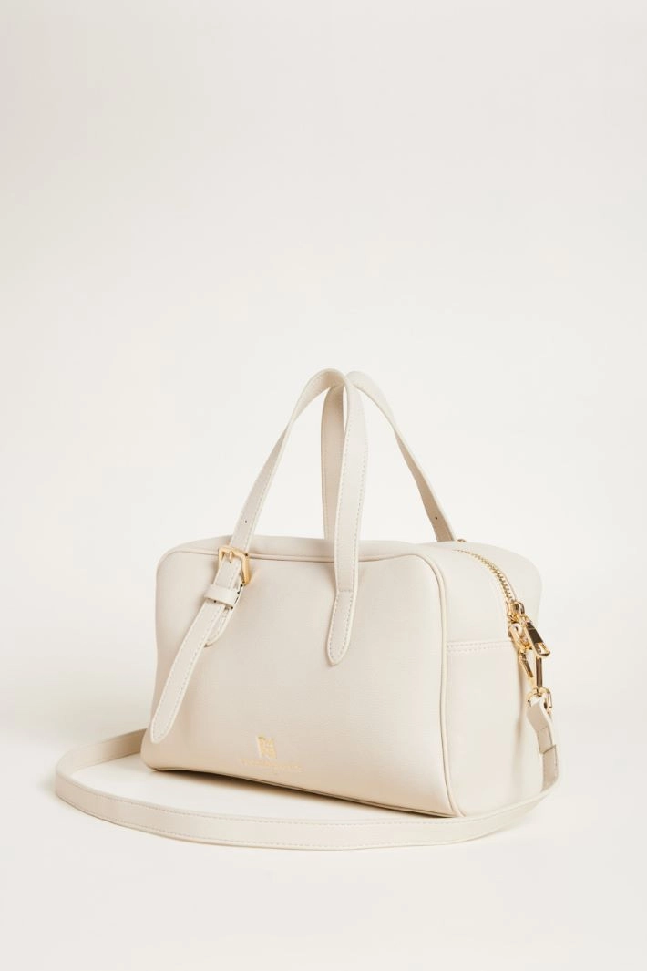 Maxi bowling bag in coated fabric - IVORY