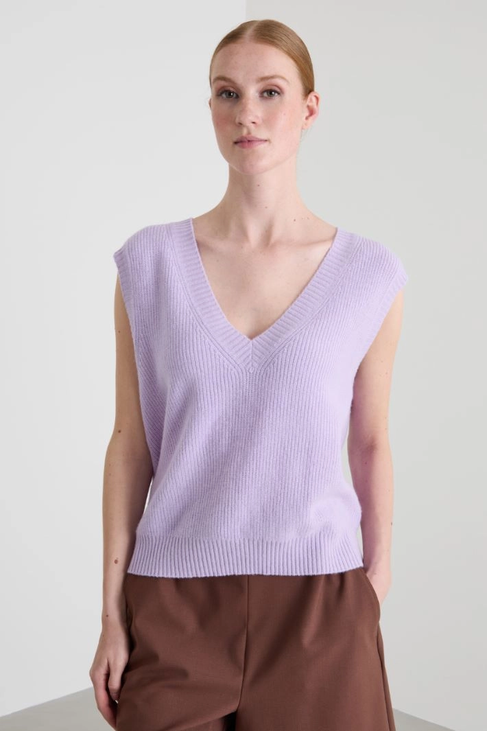 Cashmere yarn gilet - LILAC