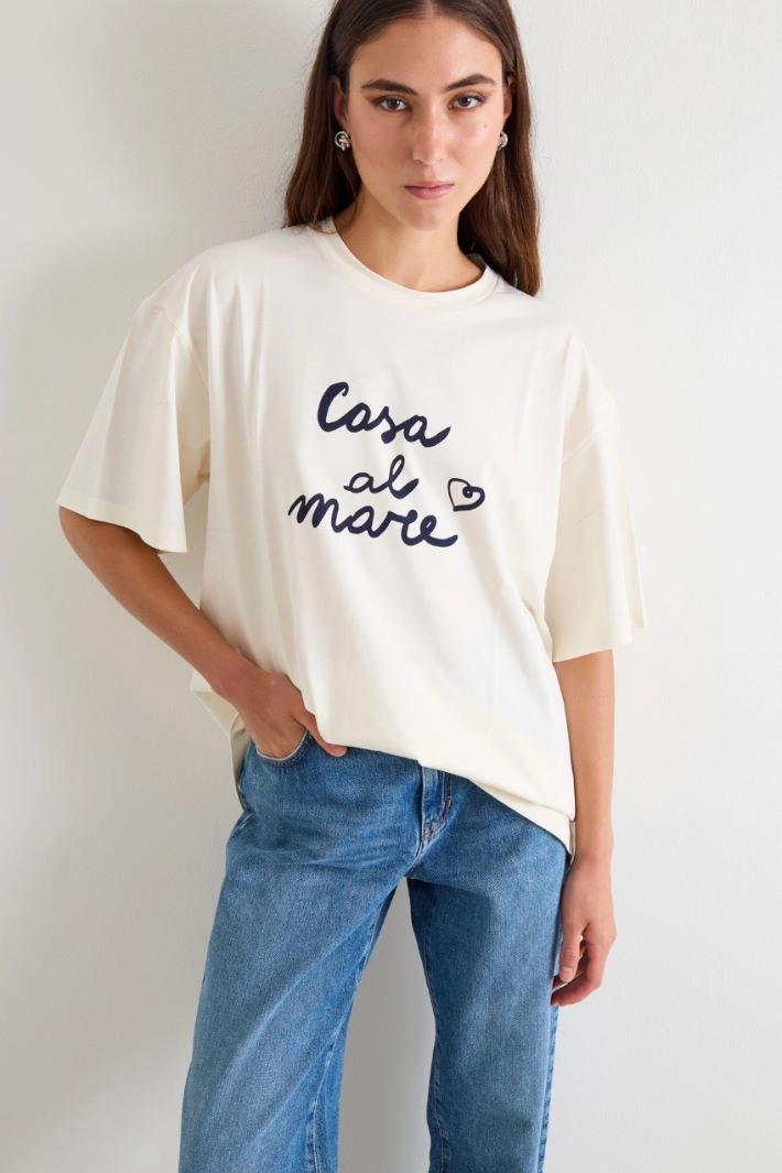 Oversized printed T-shirt - IVORY BLUE