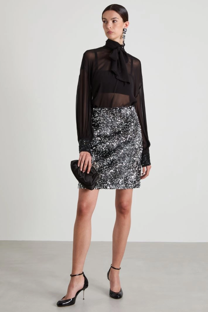 Sequin-embellished mini skirt - GREY
