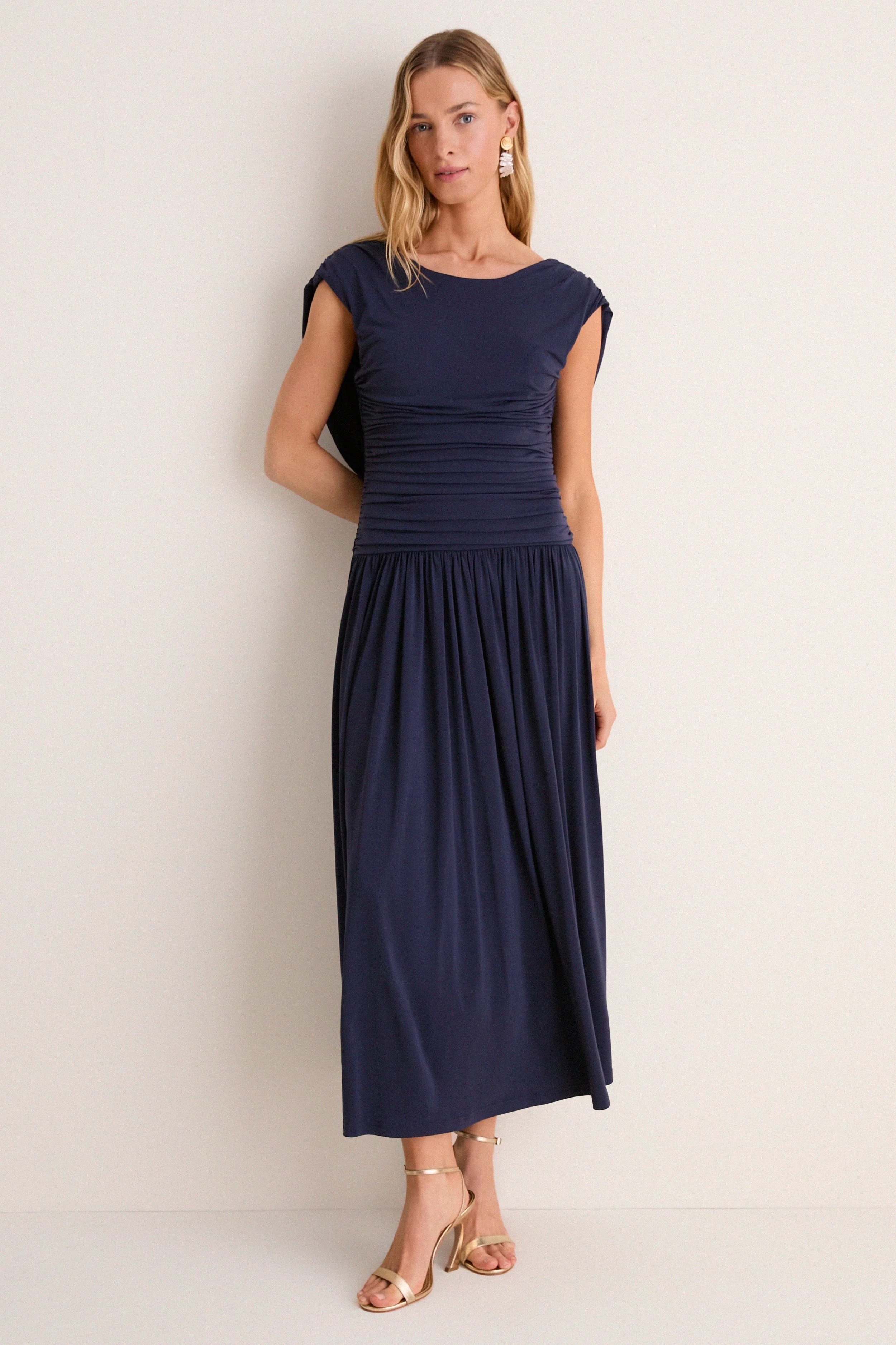 Navy Crepe Jersey Luciana Dress